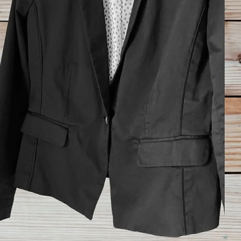 ATTENTION Women’s Black Fitted Classic Timeless Cotton Blend Blazer Size 16